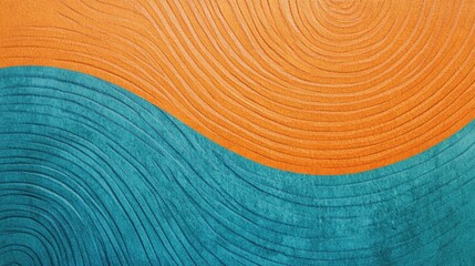 Poster - Turquoise and orange textured geometric background with wave patterns for modern design and artistic projects