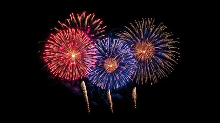 Poster - Colorful neon fireworks display against a black background creating a festive atmosphere perfect for celebration and event designs.