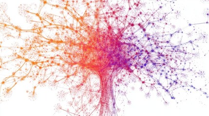 Aufkleber - Abstract visualization of neural networks illustrating complex data analysis processes with colorful interconnected nodes and patterns.
