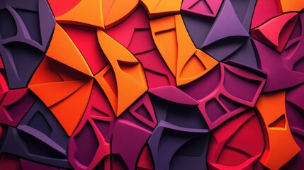 Poster - Abstract geometric patterns in vibrant shades of red, purple, and orange featuring intricate shapes and textures for modern design projects.