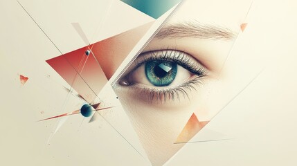 Poster - Futuristic Eye with Abstract Geometric Shapes Illustrating Design and Technology Integration