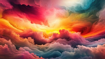 Poster - Dynamic Colorful Abstract Sky with Swirling Clouds and Vibrant Hues Ideal for Backgrounds and Artistic Designs