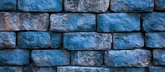 Aufkleber - Blue tinted textured brick wall suitable for contemporary interior design and artistic backgrounds in various creative projects