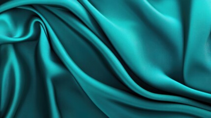 Poster - Turquoise Neoprene Fabric Texture with Soft Draping Waves on a Vibrant Neon Background for Stylish Design and Visual Art Projects
