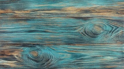 Poster - Turquoise Wooden Background with Light Surface Texture and Natural Grain Patterns for Creative Design Use