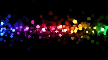 Poster - Colorful bokeh lights glowing in dark background creating a mesmerizing and vibrant atmosphere for festive or celebratory themes
