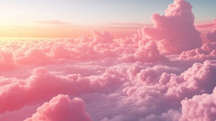 Aufkleber - Serene vintage pink clouds against a soft sky creating a dreamy atmospheric background for creative projects