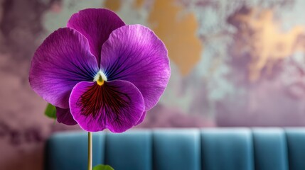 Aufkleber - Vibrant violet blossom flower with intricate petals against a softly blurred background showcasing tranquility and elegance