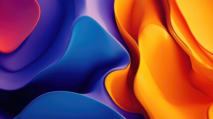 Poster - Dynamic abstract design featuring vibrant blue, orange, and purple waves for modern artistic and creative backgrounds.