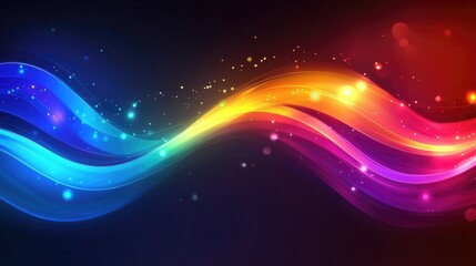 Fototapete - Dynamic Colorful Waves with Sparkles on Dark Background for Abstract Design Concepts