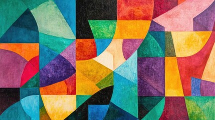 Poster - Colorful Geometric Abstract Art Composition Featuring Dynamic Shapes and Vibrant Hues for Modern Interior Decor and Design Inspiration