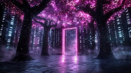 Poster - shimmering light mosaic with intricate quantum patterns mesmerizing abstract digital creation in cin