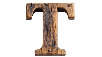 Poster - Vintage wooden capital letter T from an antique letterpress set isolated on white background
