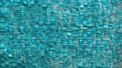 Poster - Turquoise Blue Woven Fabric Texture Close Up for Elegant Background and Design Use