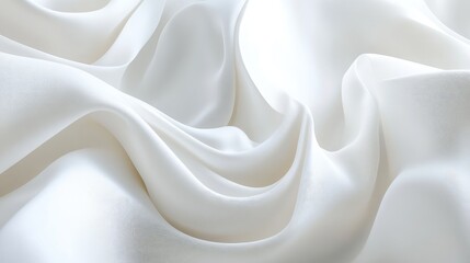 Aufkleber - Elegant White Silk Fabric Texture with Soft Waves and Folds Providing an Abstract Background for Design and Artistic Projects