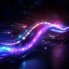 Poster - Mesmerizing undulating wave of light with quantum fluctuations kaleidoscopic distortions and swirling radiant energy fields