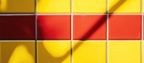 Aufkleber - Colorful tile arrangement with vivid red and bright yellow squares creating a striking visual contrast and playful design element.