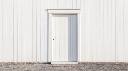 Aufkleber - Vintage white wooden door against a textured wall design for rustic or minimalist architectural backgrounds