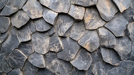 Poster - textured gray stone wall background with a unique layered pattern ideal for architectural or design 