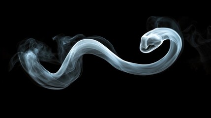 Aufkleber - White smoke forming a snake-like shape against a black background with swirling patterns creating a mystical and atmospheric effect.