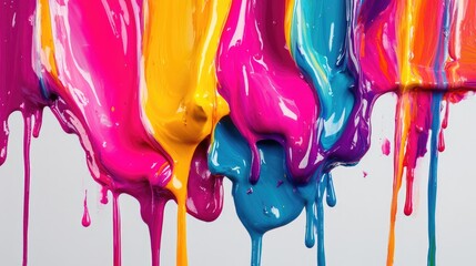 Aufkleber - Colorful Abstract Paint Drips Creating a Dynamic Texture on Canvas Background