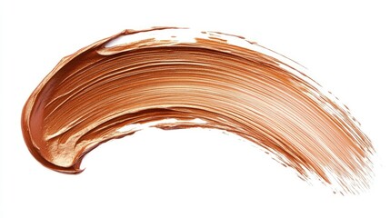 Poster - Copper paint brush stroke abstract design element on white background suitable for art, design, and creative projects.