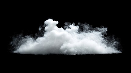 Sticker - White Smoke Cloud on Black Background with High Contrast and Fine Detail for Creative Design and Visual Effects