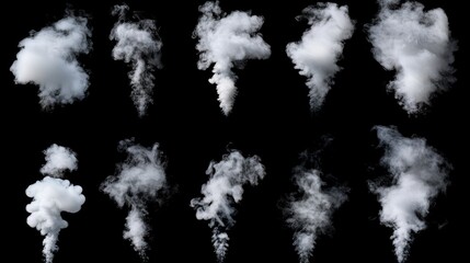 Aufkleber - White Smoke Swirls and Drift Designs on a Black Background for Creative and Artistic Use