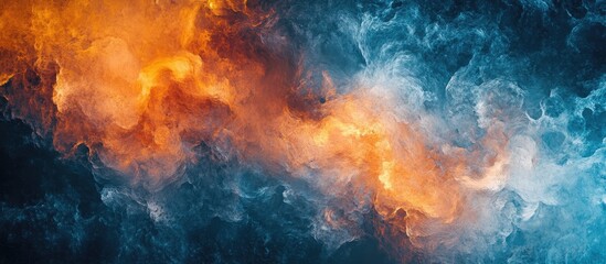 Poster - Fluid vibrant abstract texture with blue and orange hues ideal for creative projects digital designs and background applications