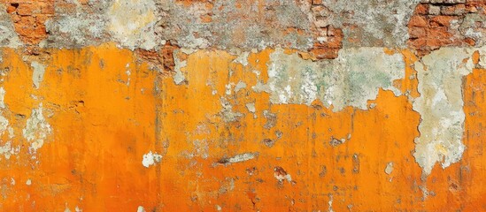 Poster - Rustic orange brick wall texture with weathered elements perfect for creative design and photography applications