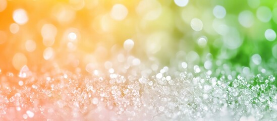Poster - Vibrant blurred background in green orange and pink hues with soft bokeh effect ideal for text overlay or creative design projects
