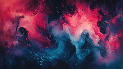Aufkleber - Dynamic abstract artwork featuring rich textures and a striking composition of bold reds and deep blues. Ideal for modern decor concepts.
