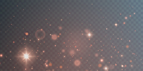 Wall Mural - glowing bokeh and glitter cloud effect with bright dust particles isolated on transparent background
