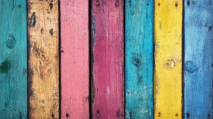 Aufkleber - Colorful vintage wooden planks background in pastel shades perfect for design and creative projects