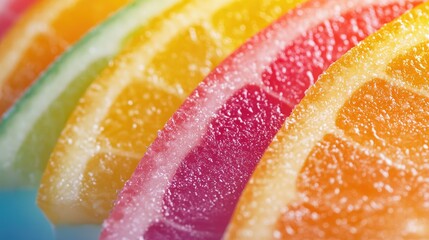 Poster - Colorful Citrus Fruit Slices on Vivid Background Showcasing Freshness and Brightness for Culinary or Wellness Concepts