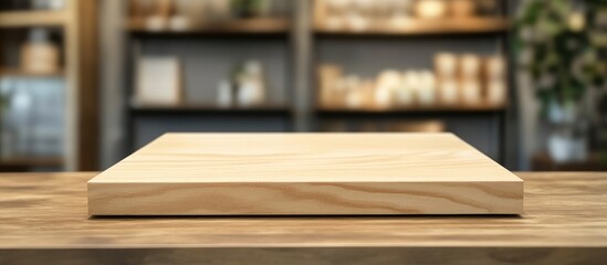 Poster - empty wooden tabletop in focus with a blurred background, perfect for showcasing products and creati