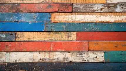 Aufkleber - Colorful vintage wooden planks background with a rustic texture suitable for design and creative projects.