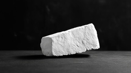 Aufkleber - Minimalist White Stone Cube Displayed in Levitation Against Black Background Artistic Photography Concept for Modern Decor or Design Showcase