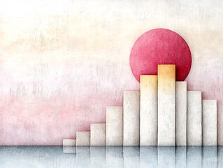 Poster - Serene pastel gradient vista with a smooth transition from delicate pink to warm beige tones executed with a textured digital painting technique