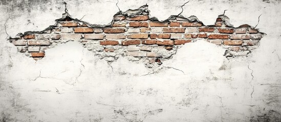 Poster - worn vintage wall with cracked plaster and exposed bricks perfect for unique interior design inspira