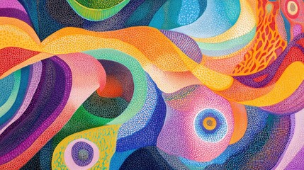 Poster - Colorful abstract art texture with intricate linework and vibrant shapes in a dynamic composition ideal for modern design projects