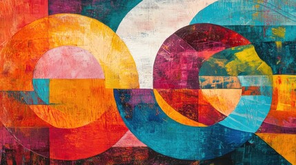 Poster - Bold Abstract Artwork Featuring Dynamic Shapes and Vivid Colors in an Eye-Catching Composition