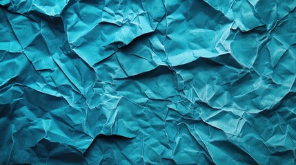 Fototapete - Crumpled turquoise paper texture background for creative design and photography projects