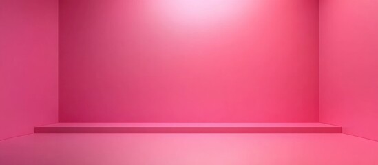 Poster - Vibrant pink background with empty wall and floor space ideal for adding text or graphics in a modern design setting