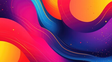 Poster - Colorful Flowing Abstract Design with Dynamic Shapes and Bright Gradient Background
