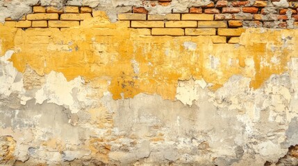 Poster - vintage yellow brick wall with urban art texture suitable for creative backgrounds and banners