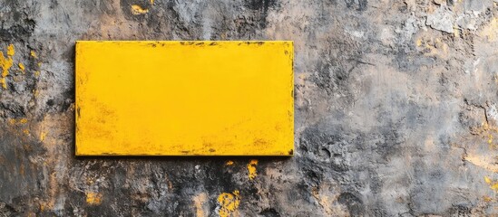Poster - Yellow canvas texture on textured wall providing blank area for creative text or design elements in modern backgrounds.