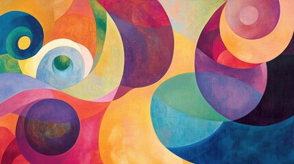 Poster - Colorful abstract composition with dynamic swirling shapes and vibrant hues creating a lively and modern artistic expression