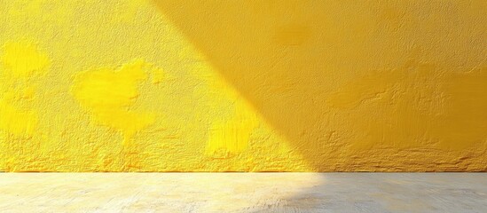 Poster - Yellow cement wall with abstract design and ample empty space for text promotional use in advertisements and marketing materials