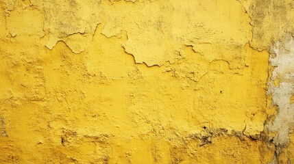 Poster - Colorful Yellow Concrete Wall Texture for Background and Design Use with Ample Copy Space for Customization